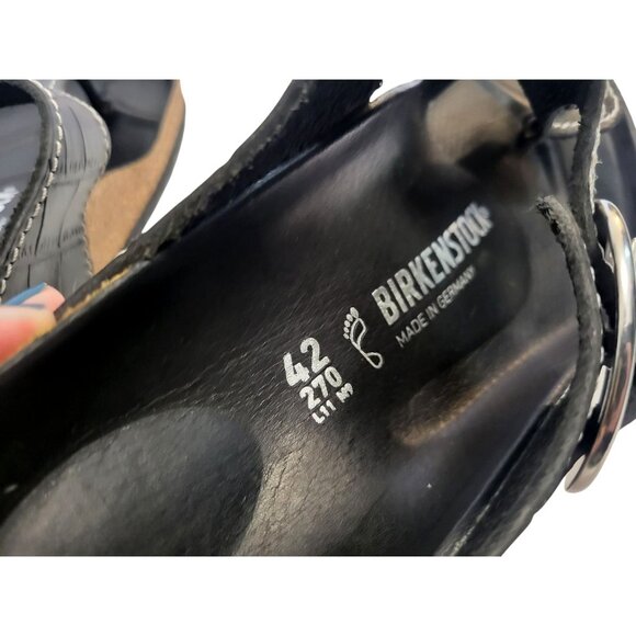 BIRKENSTOCK x STAUD Gizeh Big Buckle Sandal Black Croc Embossed - Picture 10 of 12